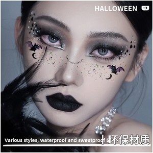 Nuevas pegatinas de transferencia facial de <span class=keywords><strong>terror</strong></span> para Halloween, tatuajes temporales desechables, impermeables, resistentes al sudor, fáciles de quitar, cosméticos - Product Image 2