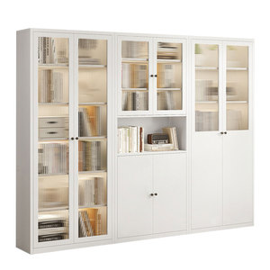 Factory Supply <strong>Cream</strong> Style Steel <strong>Bookcase</strong> For Home Metal Bookshelf Cabinet Glass Door Display Living Room Storage Cabinets - Product Image 4