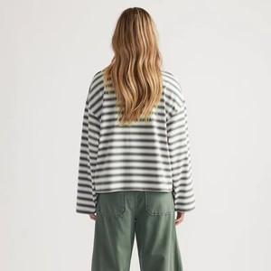 Custom Heavyweight <b>Stripes</b> <b>Long</b> <b>Sleeve</b> <b>T</b>-<b>shirts</b> Crew Neck Drop Shoulder Wholesale <b>Stripe</b> Tshirt OEM - Product Image 2