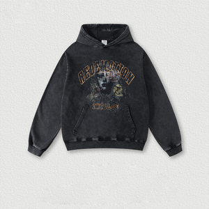 Sweat à capuche rétro délavé pour homme, en coton épais, imprimé, coupe ample, style streetwear, idéal pour l'hiver - Product Image 2
