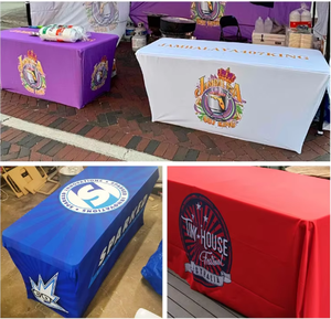 Nappes de table rectangulaires extensibles bleues imprimées sur mesure en tissu de qualité supérieure pour la vente en gros - Product Image 5