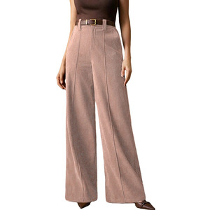 Fabricant de vêtements Nouveaux vêtements pour femmes Pantalons longs à jambes larges en <span class=keywords><strong>velours</strong></span> côtelé rétro à taille haute Pantalons droits en <span class=keywords><strong>velours</strong></span> - Product Image 4