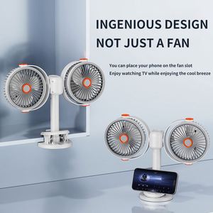 Wholesale Dual <b>Head</b> Rechargeable Camping Type-C Quiet Oscillating Battery Powered <b>Fan</b> With Hook for Tent & Desk Use - Product Image 2