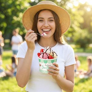 Vaso desechable personalizado de 8 oz para helado, cono de gofre, postre, yogur, tarta de queso, tazón para helado - Product Image 6