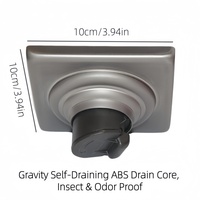 Siphon de sol carré robuste en SUS304 de 4 pouces, finition brossée, insert carrelable, anti-colmatage, anti-insectes, anti-refoulement pour douche, salle de bain, cuisine