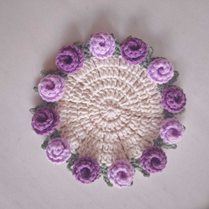 Finished Handmade <b>Rose</b> Bouquet coaster Wool Crochet Cup Into a Hand-held Bouquet Creative Gift Woven Flower coaster - Product Image 5