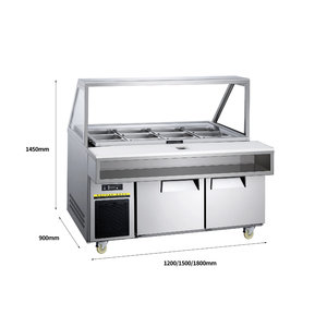 Frigorifero Espositore Commerciale da Banco per Insalate in Acciaio Inossidabile con Coperchio in Vetro, Frigo Refrigerato per Preparazione Ingredienti Pizza - Product Image 4