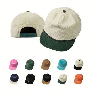หมวกแก๊ปทรงแบน 5 แผง ผ้าคอร์ดูรอย สไตล์เรโทร พร้อมส่ง ขายดี หมวก Snapback ผ้าคอร์ดูรอย - Product Image 1