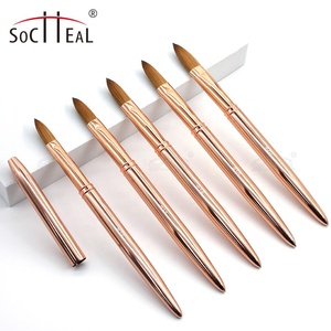 Logo privé or rose poignée en métal kolinsky <span class=keywords><strong>brosse</strong></span> à ongles acrylique type rond serti type 8 #-20 # meilleure <span class=keywords><strong>brosse</strong></span> à ongles pour la mécanique - Product Image 4