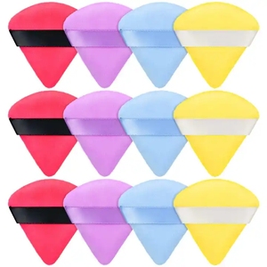 <span class=keywords><strong>Puff</strong></span> cosmético lavable suave de terciopelo flocado negro <span class=keywords><strong>gris</strong></span> rosa - Product Image 4