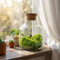 Vase en verre borosilicate de haute qualité OEM avec couvercle en liège pour plantes hydroponiques et mousse