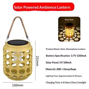 Lanterne solaire de style chinois, nouvelle, transfrontalière, créative, étanche, luminaire suspendu d'extérieur, lumière chaude, 6 à 12 heures, cour, jardin - Product Image 5