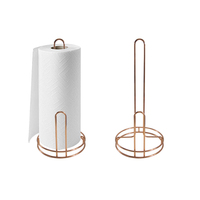 Porte-serviettes de cuisine en cuivre, support de papier toilette rond en acier inoxydable pour comptoir, couleur or rose
