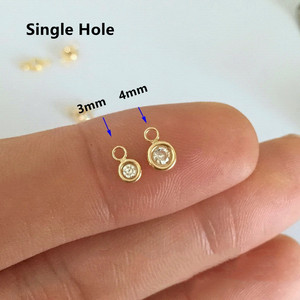 고품질 14k 금은 팔찌 만들기를 위한 두 배 구멍 편평한 뒤 지르콘 매력 펜던트를 채웠습니다 - Product Image 3