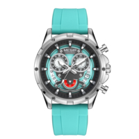 Montre à quartz chronographe en alliage Megir 2248G pour homme, bracelet en silicone, logo personnalisé, fabrication OEM.
