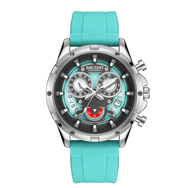Megir 2248G Fashion Alloy Chronograph Quartz Watch for Men Montre Homme Custom Logo Silicone Band OEM Factory