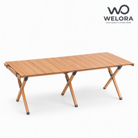 Table pliante en bois de hêtre esthétique Walnut-Roll 120 cm, table de camping en plein air
