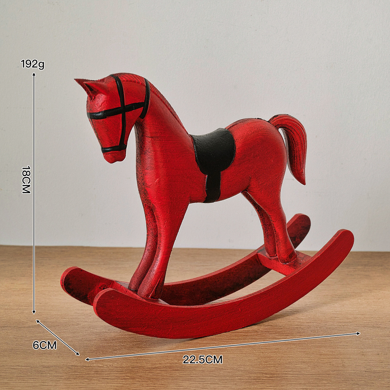 Grand cheval à bascule cheval rouge en détresse
