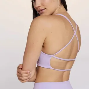Sportswear supplier sexy girl women fitness open back thin strap workout gym wear bra sexy back sports bra