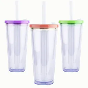 Double Wall Insulated Leak Proof Boba Tea Tumbler With 12MM Stainless Steel Straw Reusable Boba Cup With Lids And Straws