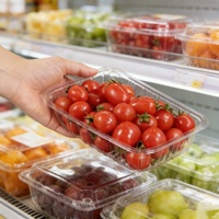 Barquette en PET de qualité alimentaire personnalisée pour l'affichage des fruits et légumes frais en supermarché, conteneur de stockage transparent empilable