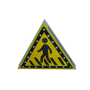 Segnale di avvertimento riflettente triangolo di avvertimento per pedoni segnale solare - Product Image 5