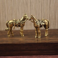 1 pièce Ornement de cheval en laiton, petite figurine décorative pour bureau, objet en bronze