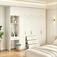 Armoire de chambre moderne en MDF à prix d'usine avec coiffeuse intégrée et étagères ouvertes, armoire de rangement pour vêtements personnalisable
