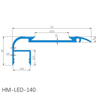 Profilé d'escalier moderne en PVC et aluminium de 140 mm, blanc poli, avec LED, pour salles d'exposition