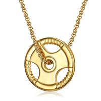 Collar Deportivo Olivia de Oro de 18k, Joyería Personalizada de Gimnasio, Serie Fitness, Collar con Colgante de Barra de Pesas y Hombre Musculoso