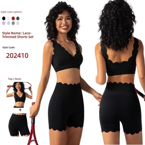Ensemble de yoga 2 pièces pour femme, séchage rapide, respirant, avec soutien-gorge intégré, débardeur en Spandex et Nylon pour la course, la gym et l'entraînement physique - Product Image 1