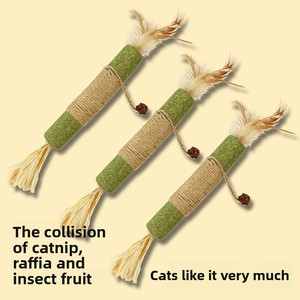 Bâtonnet de chat à la <span class=keywords><strong>catnip</strong></span> pour usage intérieur, soulagement du bruxisme, divertissement autonome, anti-ennui, résistant aux morsures, jouet pour chat en raphia, baguette de chat - Product Image 2