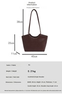 Sac fourre-tout en PU tissé pour femme, collection automne 2025, style français et coréen, polyvalent, sac à bandoulière, idéal pour le travail, le shopping et l'usage quotidien