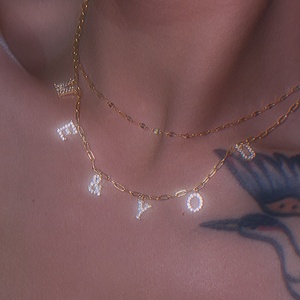 Dazan — collier Double couche en acier inoxydable plaqué or 18k, pendentif avec lettres avec bricolage avec initiales, décoration créative, pour bricolage, Diy, nouveau - Product Image 4