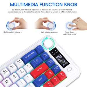 Nouveau clavier de jeu sans fil 68 touches, 3 modes (BT+2.4G), rétroéclairage LED, membrane, batterie 2000 mAh, bouton multimédia, PC/PS/ - Product Image 6