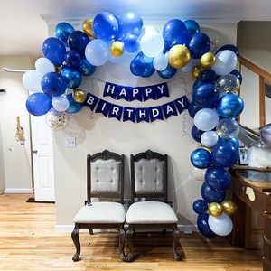 Paquete de 60 Globos Metálicos Azules y Azul Macaron de 12 Pulgadas con Globos de Confeti Dorado Metálico para Fiesta de Cumpleaños - Product Image 5