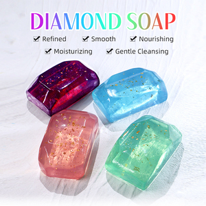 Jabón Artesanal en Barra con Forma de Diamante, Jabón Creativo con <span class=keywords><strong>Gemas</strong></span> para Baño, Limpiador e Hidratante, con Lámina de Oro Transparente y Aceites Esenciales en Oferta - Product Image 3