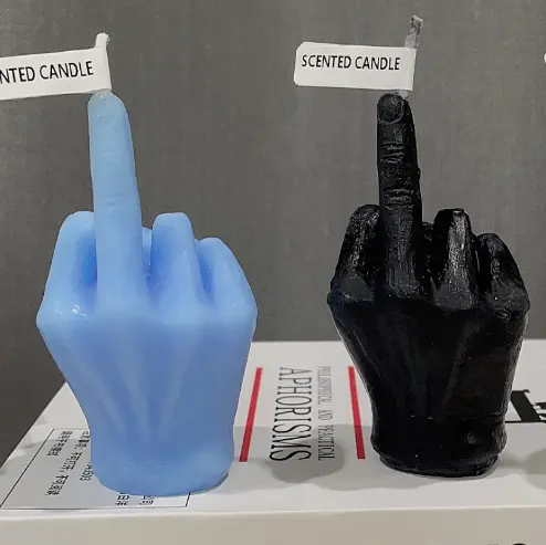 Middle finger gesture of contempt creative weird scented candles holiday gifts home furnishings