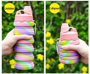 Portable 500ml Eco-Friendly Silicone Anti-corrosion Coated Direct <b>Drinking</b> Foldable Stretchable Water <b>Bottle</b> for Outdoor Safe - Product Image 3
