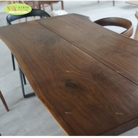 Table de salle à manger extra large en bois de noyer noir américain à bords naturels, table de conférence moderne en bois massif