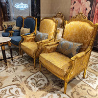 Fauteuil à siège unique sculpté antique avec table d'appoint Chaise classique en tissu de luxe pour la maison et le bureau pour l'hôtel