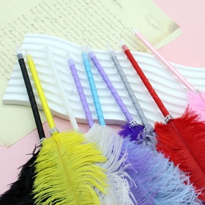 Nouveau stylo à bille plume d'<span class=keywords><strong>autruche</strong></span> créatif métal joli stylo de mariage jour de l'enseignant fête de noël cadeau stylo à plume - Product Image 3