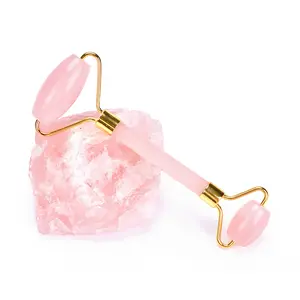 2019 Nouveau produit beauté 100% vrai jade masseur rose quartz rouleau pour le visage