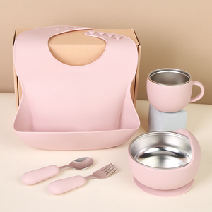 Tốt nhất bán New xu hướng sản phẩm ý tưởng đến <span class=keywords><strong>2025</strong></span> bé khác BIB tấm bát muỗng Bộ đồ ăn <span class=keywords><strong>Silicone</strong></span> bé ăn Bộ Quà Tặng thiết lập - Product Image 2