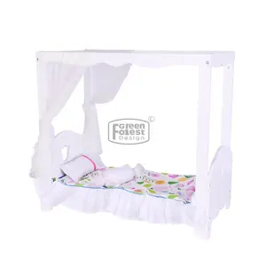 <span class=keywords><strong>Lit</strong></span> <span class=keywords><strong>baldaquin</strong></span> de poupée américaine de 18 pouces, meubles de poupées pour filles, literie non inclus - Product Image 1