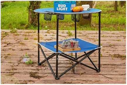 Round Ultralight Oxford Camping Table Chair Set Travel Folding Table With Cup Holder