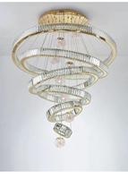 Villa Duplex Circulaire Multi Anneau Escalier Lustre En Cristal Luxueux Salon En Acier Inoxydable Décoratif Pendentif Lampe