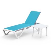 Chaise longue réglable moderne en aluminium pour l'extérieur avec ensemble de table pour la terrasse de la piscine pour la cour de la piscine (1 chaie + 1 table)