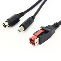 HOSIDEN 24V Mini DIN 3P Cable de impresora trenzado PVC 12 meses envío rápido USB A/B Y Cable para ordenador fabricado alimentado USB B