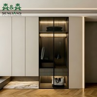 Armoire Modulaire Intégrée Moderne avec Étagères Ouvertes, Éclairage Ambiant Intelligent, Grande Capacité, Dressing Sur Mesure
